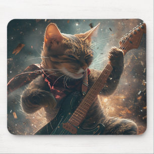 Tapis De Souris Rock Chat Jouer Guitare Souris Pad