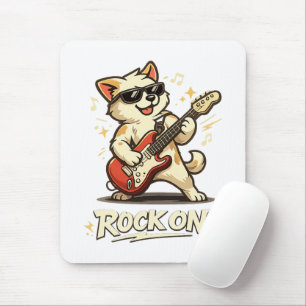 Tapis De Souris Rock On Guitare Chien Drôle Rock Musique