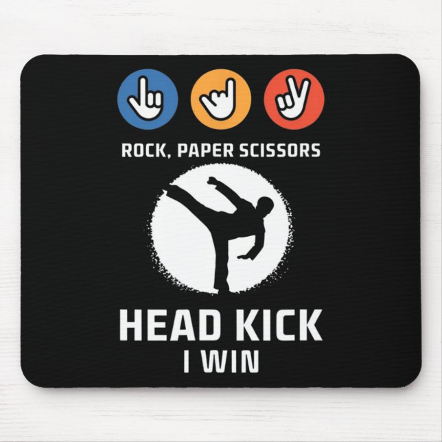 Tapis De Souris Rock Paper Scissors Headick Win Funny Taekwondo K (Devant)