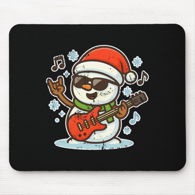 Tapis De Souris Rock Snowman With Guitar Premium Tri-blend  (Devant)