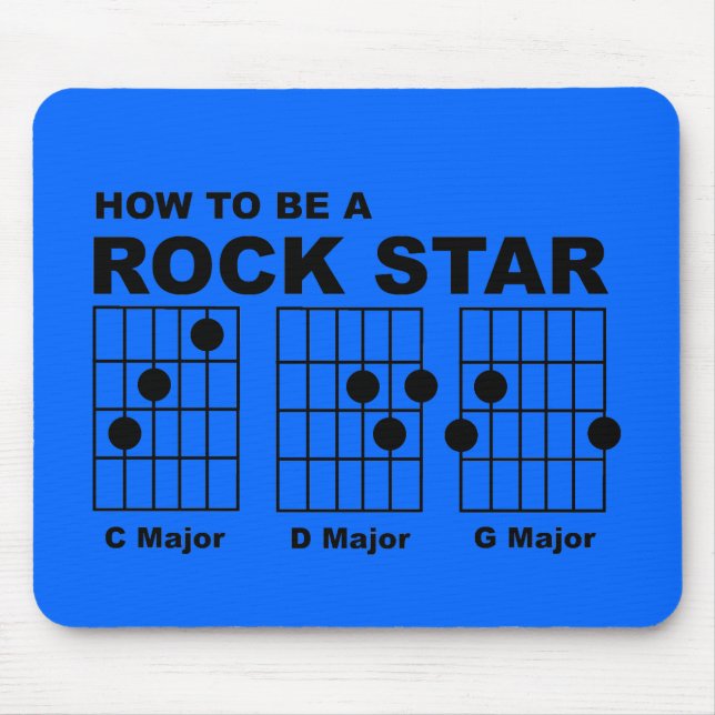 Tapis De Souris Rock Star Guitar Chords Funny Mousepad Humour (Devant)