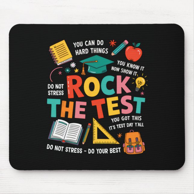 Tapis De Souris Rock The Test Funny Testing Day Teacher Student Te (Devant)