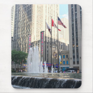 Tapis De Souris Rockefeller Center New York City Fountain Flags