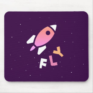 Tapis De Souris Rocket - Purple & Pink Abstrait Pop Art. FLY!