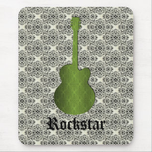 Tapis De Souris Rockstar Damask Guitare Mousepad, vert olive