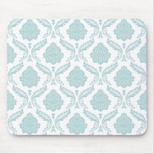 Tapis De Souris Rococo Damassé Rpt Motif Œuf de Canard Bleu sur Bl