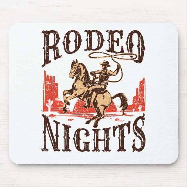 Tapis De Souris Rodeo Nights Cowboy Cowgirl Western Country (Devant)