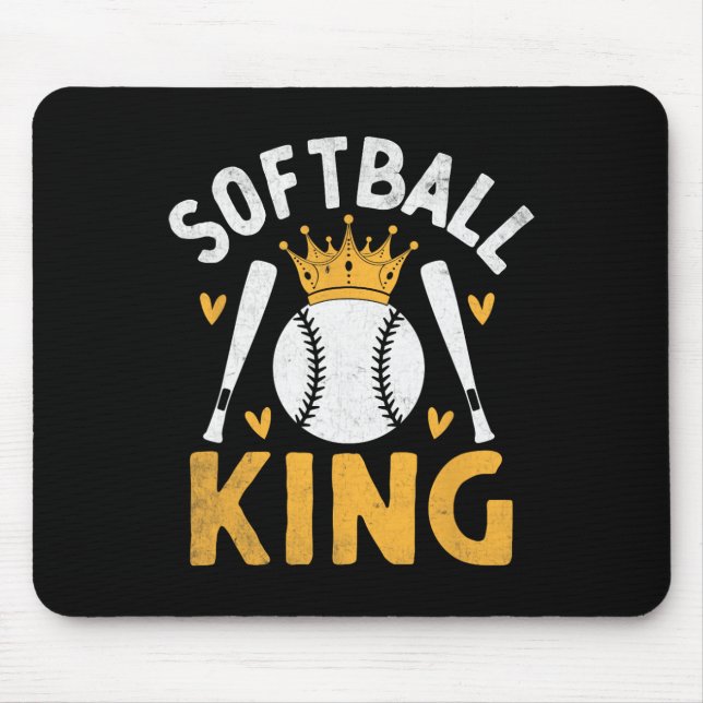 Tapis De Souris Roi du softball Attrapeur Lanceur Softballer  (Devant)