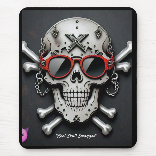 Tapis De Souris "Rokstar Skull Coolness" (Devant)