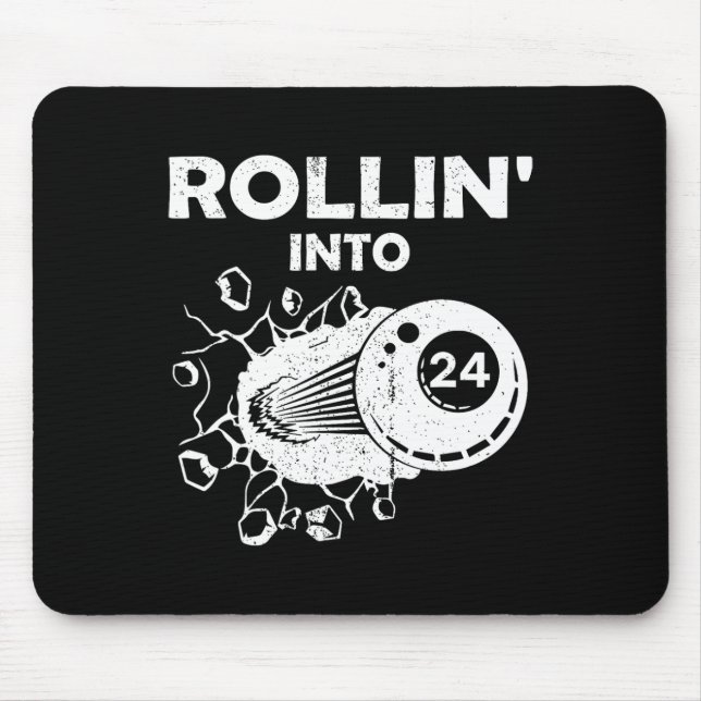 Tapis De Souris Rollin Into 24 Billiards 24th Birthday Flaming Bil (Devant)
