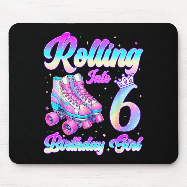 Tapis De Souris Rolling Into 6 Year Old Roller Skating 6th Birthda (Devant)
