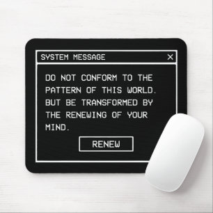 Tapis De Souris Romains 12:2 Fenêtre d'alerte informatique noir et