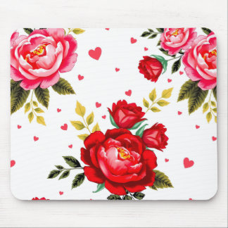 Tapis De Souris Romantic Roses and Hearts Mouse Pad
