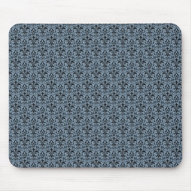 Tapis De Souris Romantique Damask Mousepad, Bleu (Devant)