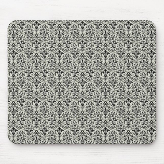 Tapis De Souris Romantique Damask Mousepad, gris (Devant)