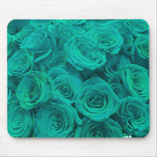 Tapis De Souris Romantique élégant turquoise - roses verts