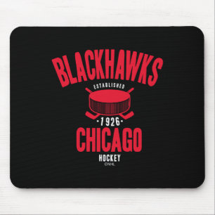 Tapis De Souris Rondelle de hockey des Blackhawks de Chicago noire