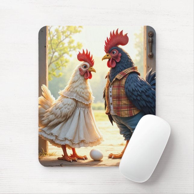 Tapis De Souris Rooster et Humour Hen (Avec souris)