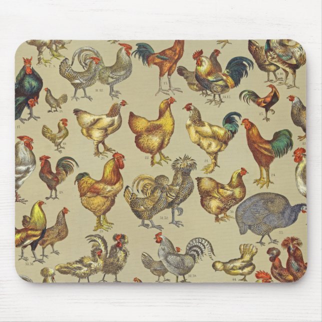 Tapis De Souris Rooster Poulet de la ferme Pays Animal (Devant)