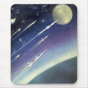 Tapis De Souris Roquettes de science-fiction vintages dans l'espac