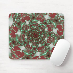 Tapis De Souris Rose Art fractal rouge et vert