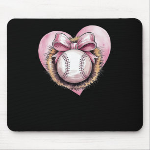 Tapis De Souris Rose Avec Bow Et Coeur - Sote Softball Aesthétique