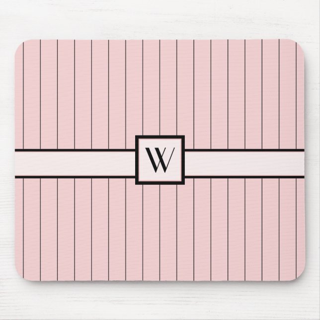 Tapis De Souris Rose avec Pinstripes Noires Mousepad (Devant)