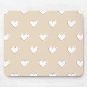 Tapis De Souris Rose blanc Beige mignon Motif de coeur simple