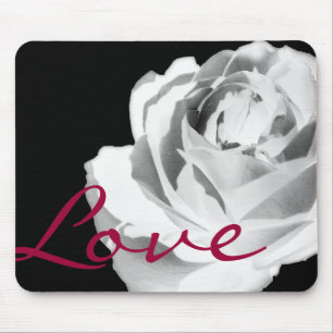 Tapis de souris Rose blanche Amour rouge Fleurie