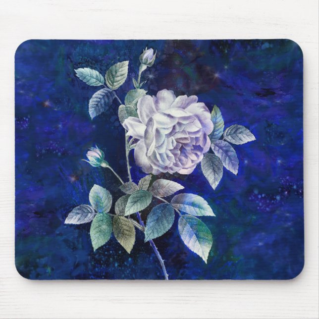 Tapis De Souris Rose blanche sur un fond texturé (Devant)