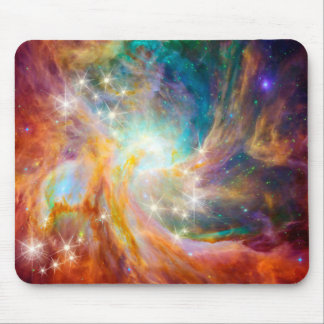 Tapis De Souris Rose bleu de lavande d'or de nébuleuse de l'espace