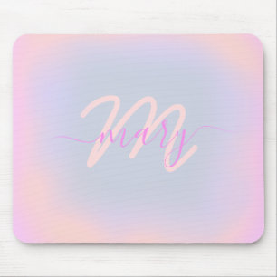 Tapis De Souris Rose Blue Pastels Ombre Name Heart Monogramme