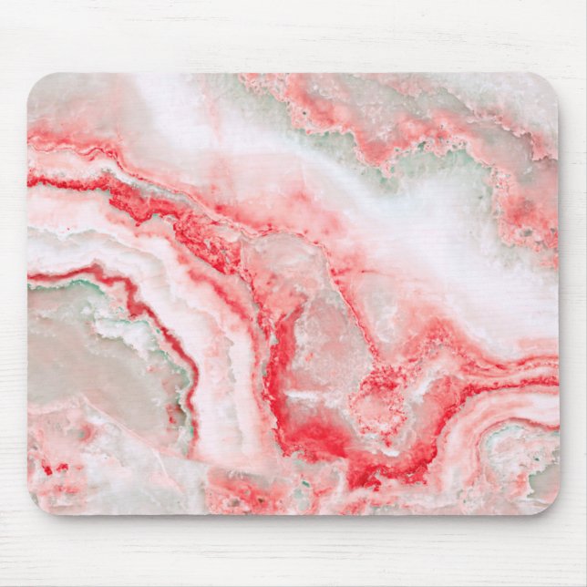 Tapis De Souris Rose Blush Luxueux Gemstone Agate Marbre (Devant)