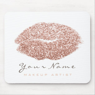 Tapis De Souris Rose Blush White Parties scintillant Nom Lips maqu