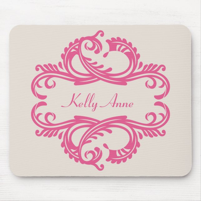 Tapis De Souris Rose Chic Damask Mousepad (Devant)