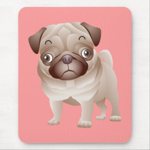 Tapis de souris rose Chien chiot Pug Love