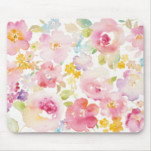 Tapis De Souris Rose d'aquarelle du milieu de l'été floral
