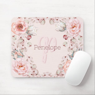 Tapis De Souris Rose d'aquarelle Wreath personnalisée   Rose