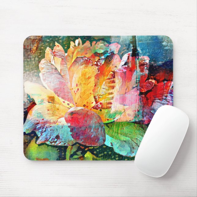 Tapis De Souris Rose de fleurs (Avec souris)