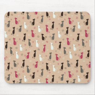 Tapis De Souris rose de motif de chats
