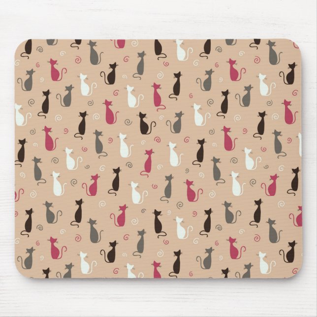 Tapis De Souris rose de motif de chats (Devant)