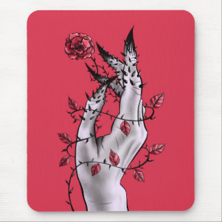 Tapis De Souris Rose déplaisant Mains Thorns Macabre Rouge
