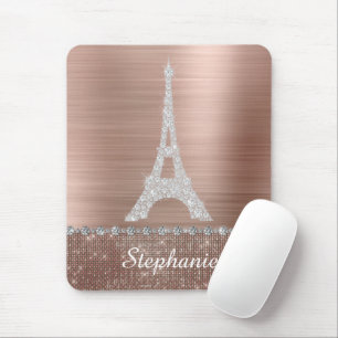 Tapis De Souris Rose d'or pour filles personnalisées Paris