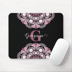 Tapis De Souris Rose Dusky Personnalisé Boho Floral Dot Mandala