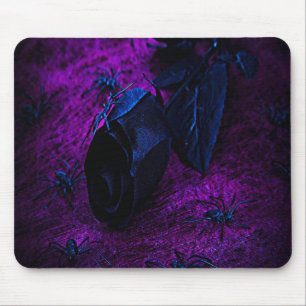 Tapis De Souris Rose éffrayant en matière noire, araignées noires
