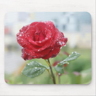 Tapis De Souris Rose en gouttes de pluie