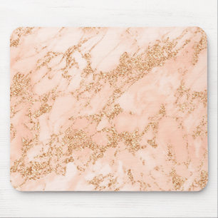 Tapis De Souris Rose en marbre parties scintillant d'or abstrait