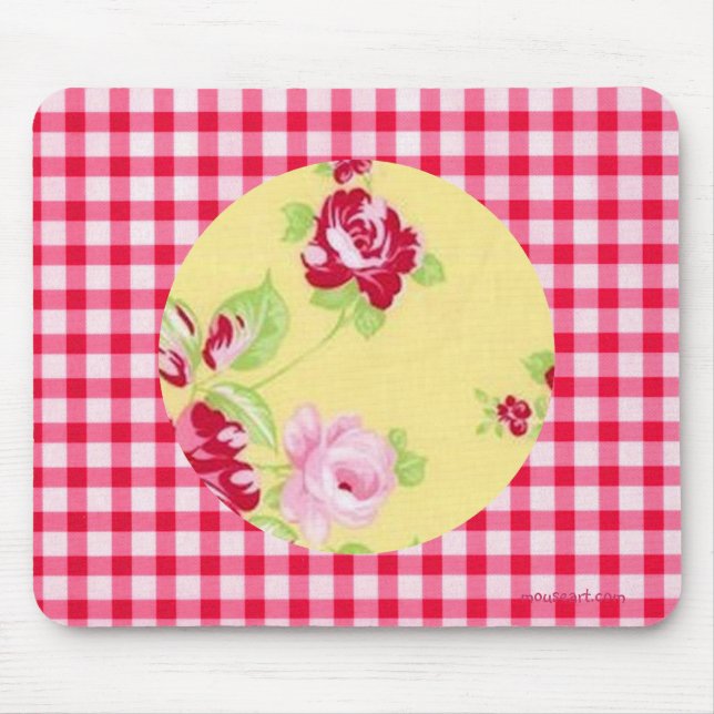 Tapis De Souris Rose En vichy Mousepad (Devant)