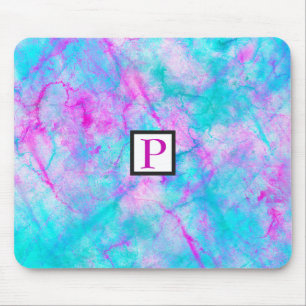 Tapis De Souris Rose et bleu lavis de gouache sur fond de nuage de