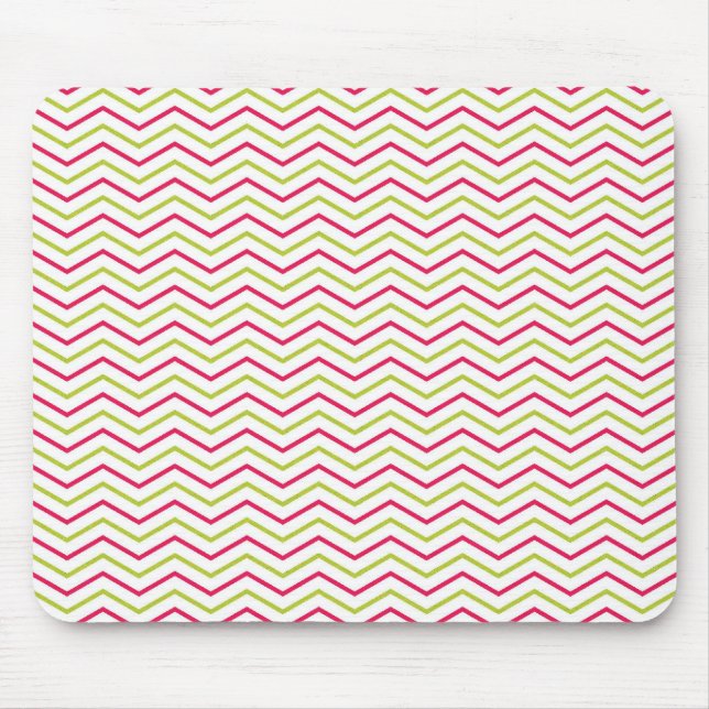 Tapis De Souris Rose et chaux Chevron (Devant)